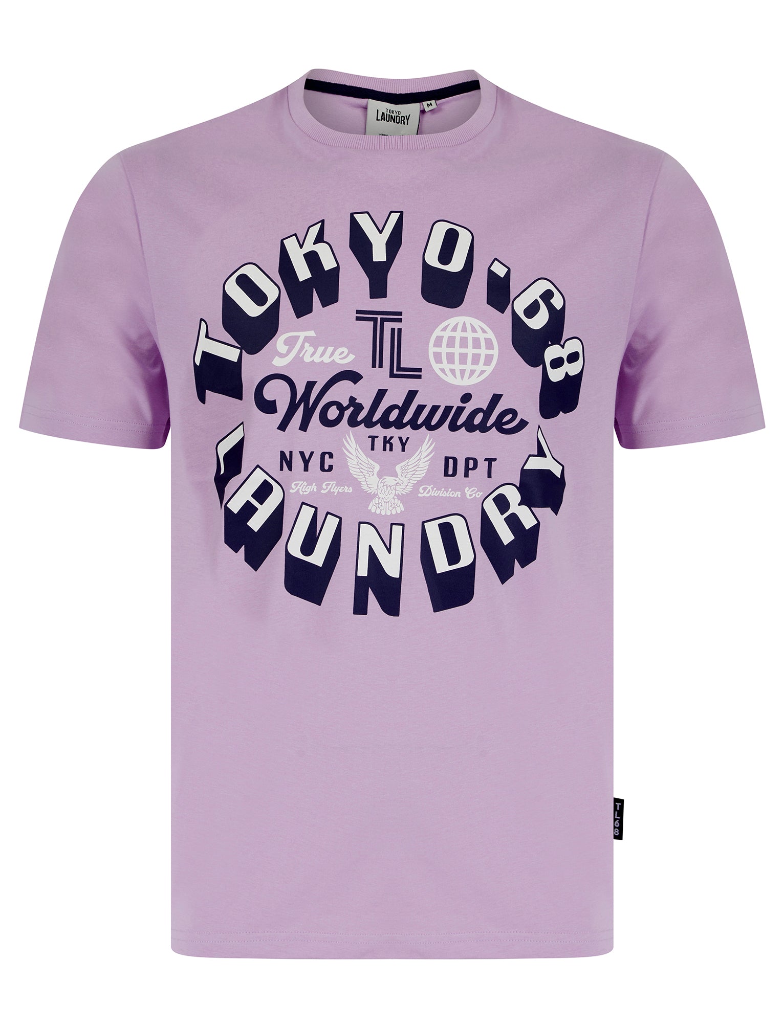 T-Shirts Crossing Motif Cotton Jersey T-Shirt in Lilac Breeze / S - Tokyo Laundry