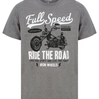 T-Shirts Full Speed Motif Cotton Jersey T-Shirt in Mid Grey Marl - South Shore / S - Tokyo Laundry