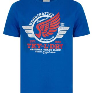 T-Shirts Hampson Motif Cotton Jersey T-Shirt in Victoria Blue / S - Tokyo Laundry