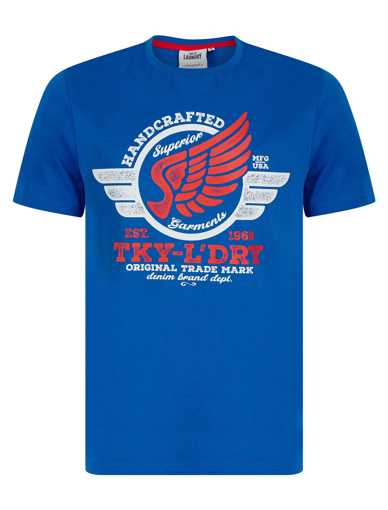 T-Shirts Hampson Motif Cotton Jersey T-Shirt in Victoria Blue / S - Tokyo Laundry