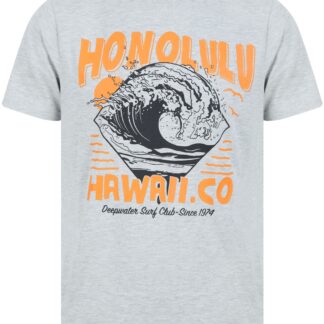 T-Shirts Honolulu Motif Cotton Jersey T-Shirt in Light Grey Marl - South Shore / S - Tokyo Laundry
