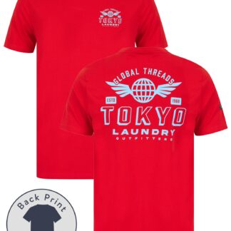 T-Shirts Logger Motif Cotton Jersey T-Shirt in High Risk Red / S - Tokyo Laundry