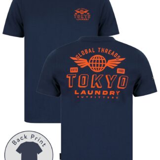 T-Shirts Logger Motif Cotton Jersey T-Shirt in Insignia Blue / S - Tokyo Laundry