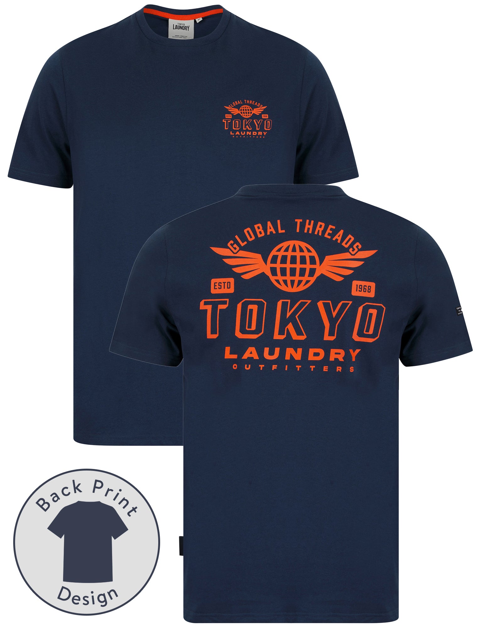 T-Shirts Logger Motif Cotton Jersey T-Shirt in Insignia Blue / S - Tokyo Laundry