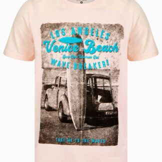 T-Shirts To The Waves Motif Cotton Jersey T-Shirt in Barely Pink - South Shore / S - Tokyo Laundry