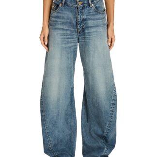 Versace Washed 2000s High Rise Barrel Jeans in Medium Blue