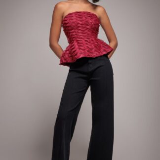 Wide Leg Stretch Denim Jeans - Black by Goddiva denim