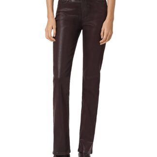 Allsaints Haldan Coated Mid Rise Jeans in Burgundy Red