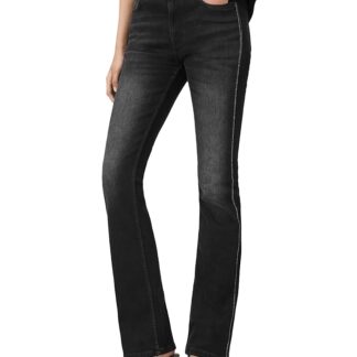 Allsaints Haldan Crystal Mid Rise Bootcut Jeans in Washed Black