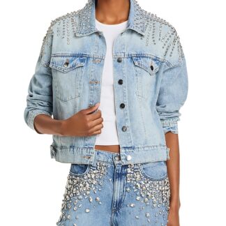 Aqua Embellished Denim Jacket - Exclusive