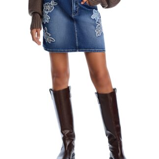 Driftwood Embroidered Denim Skirt