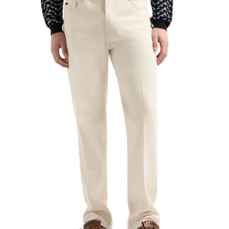 Emporio Armani Straight Fit Bull Cotton Jeans in Light Beige