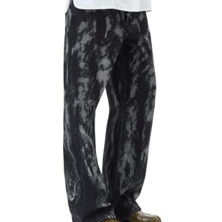 Ganni Izey Heavy Wide Leg Jeans in Washed Black