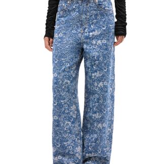 Ganni Tapestry Baggy Jeans in Mid Blue Stone