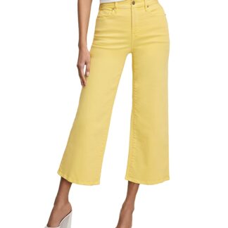 Good American Good Waist Cropped Palazzo Jeans in Lemon