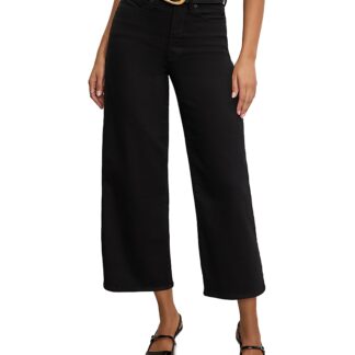 Good American Good Waist Palazzo Cropped Jeans in Black