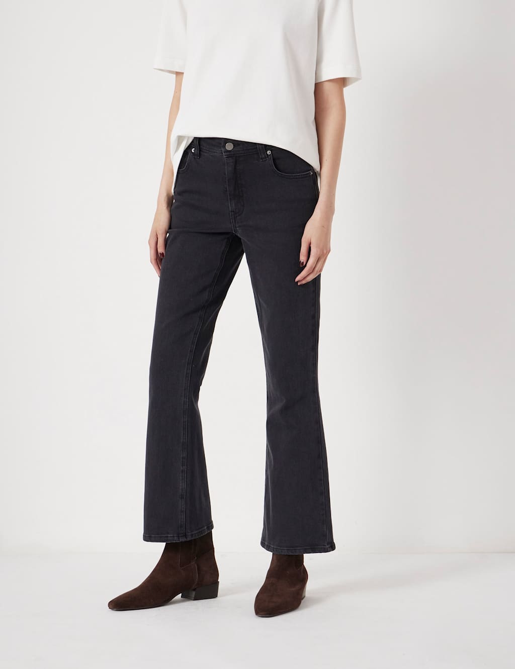 HUSH Mid Rise Bootcut Cropped Jeans Black