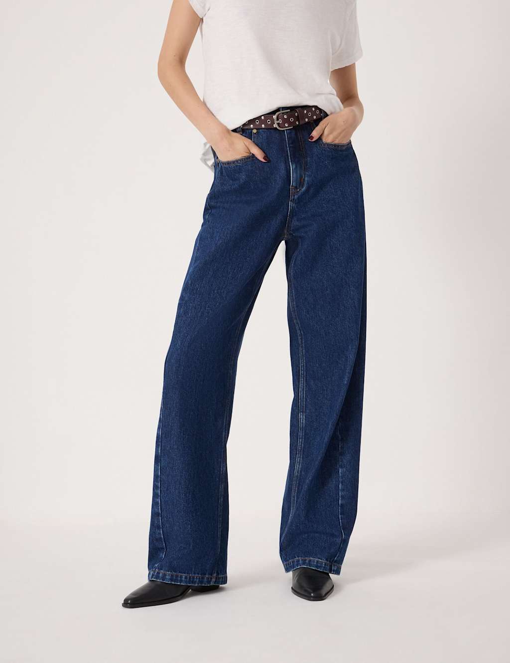 HUSH Mid Rise Straight Leg Jeans Blue Denim