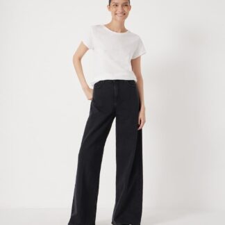 HUSH Mid Rise Wide Leg Jeans Black