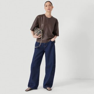 HUSH Pure Cotton Barrel Leg Jeans Dark Blue