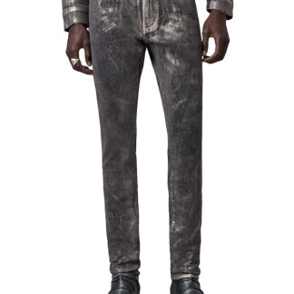 John Varvatos Skinny Fit Distressed Jeans in Metal Grey