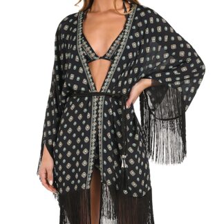 L'Agence Caterina South Western Fringe Kimono Cover-Up
