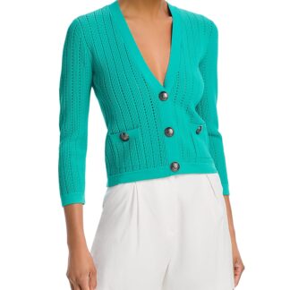 L'Agence Irvin Pointelle Cropped Cardigan