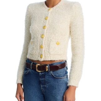 L'Agence Una Crewneck Cardigan Sweater