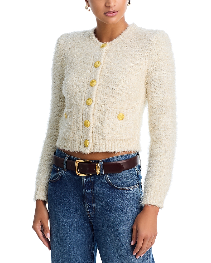 L'Agence Una Crewneck Cardigan Sweater