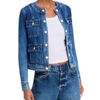 L'Agence Yari Collarless Denim Jacket