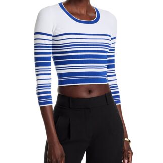 L'Agence Yukio Striped Crop Crewneck Top