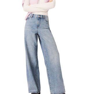 Maje Rhinestone Wide Leg Jeans in Blue