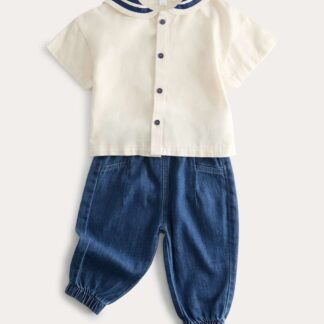 M&S 2 Piece Sailor Shirt Outfit (0-36 Months) White Mix