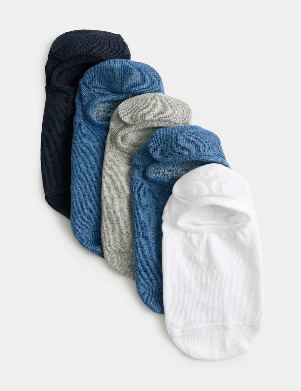 M&S 5 Pack Cool & Fresh™ Invisible Trainer Liners™ Denim Mix