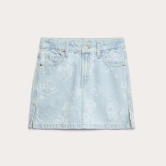 M&S Pure Cotton Floral Denim Skirt (2-16 Yrs) Light Denim