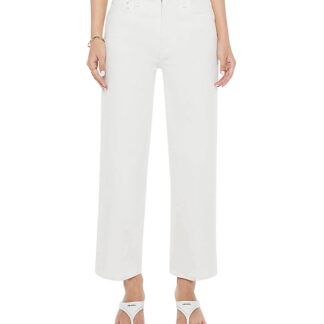 Mother The Rambler Zip Ankle Jeans in Cream Puff