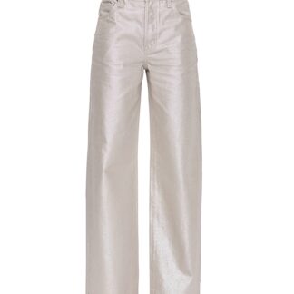 Pistola Tate Shimmer High Rise Bowed Wide Leg Jeans in Champagne