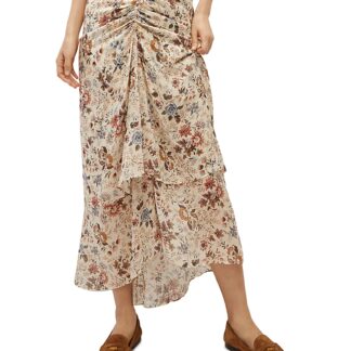 Veronica Beard Sira Silk Ruched Midi Skirt