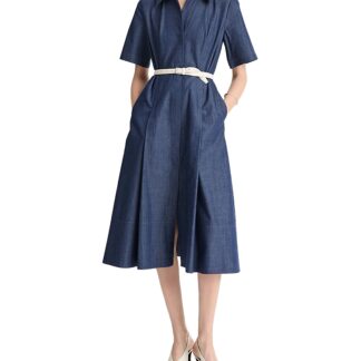 Vince Denim Short Sleeve Shirt Dress