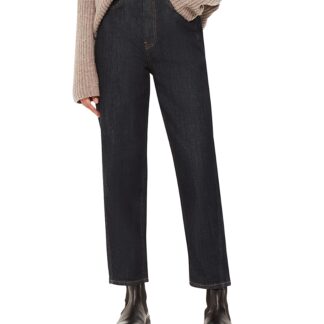 Whistles Authentic High Rise Barrel Leg Jean in Dark Denim