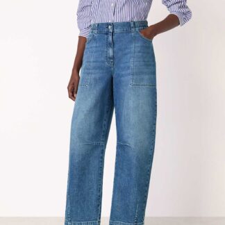 Whistles Elasticated High Waisted Barrel Jeans Denim