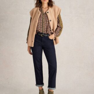 White Stuff High Waisted Straight Leg Jeans Dark Denim