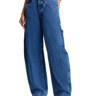 alexanderwang. t Prestyled High Rise Oversized Jeans With Logo Elastic in Deep Blue
