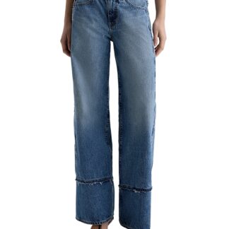 Ag Adria Colorblock Low Rise Wide Leg Jeans in Socialite