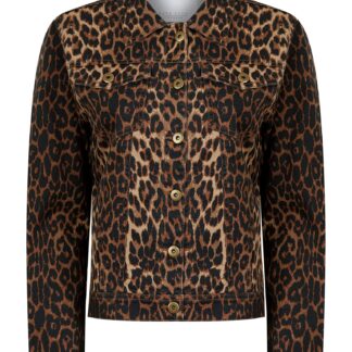 Coats / Jackets Zephyr Women's Stretch Cotton Denim Jacket in Brown Leopard Print - Amara Reya / 10 - Tokyo Laundry