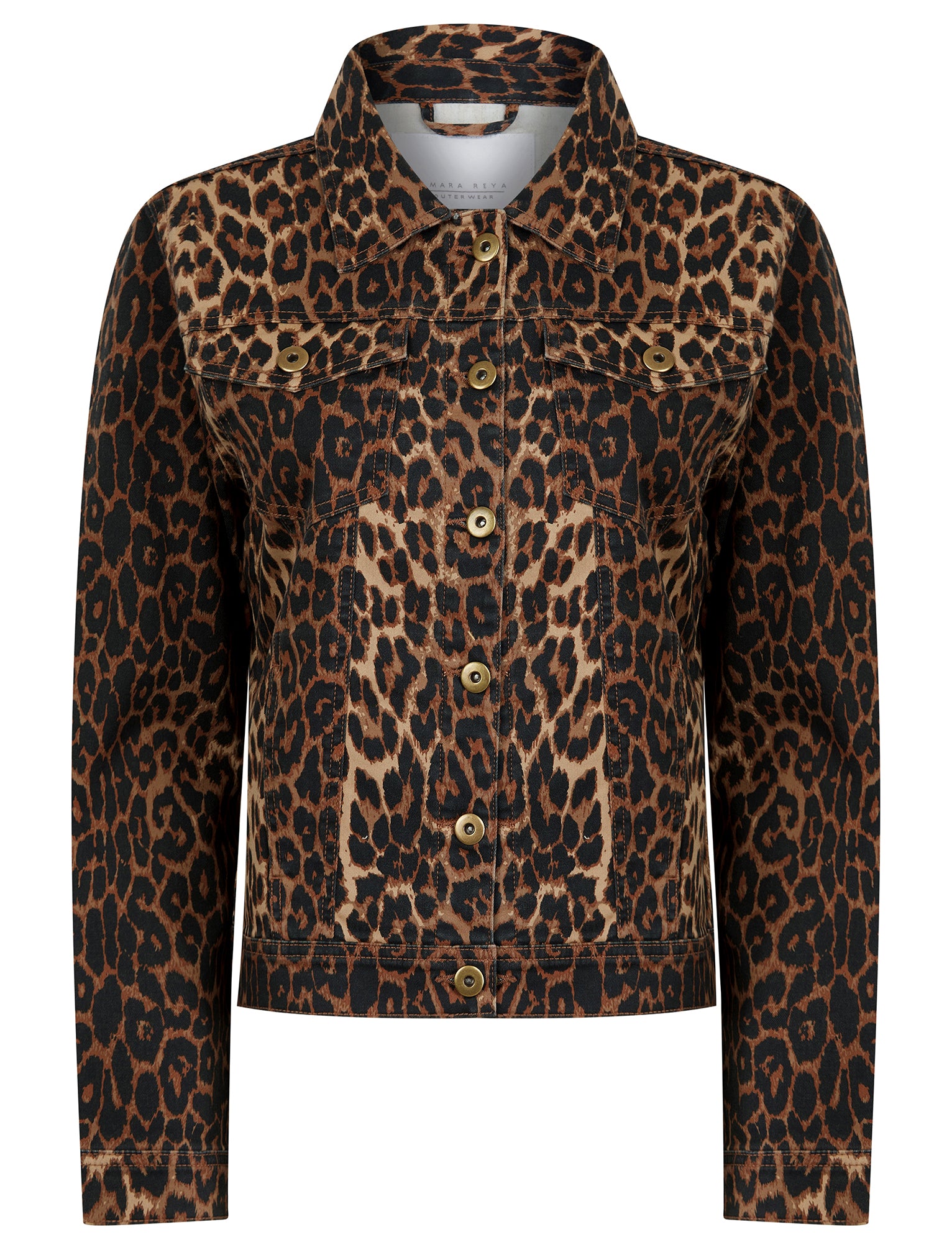Coats / Jackets Zephyr Women's Stretch Cotton Denim Jacket in Brown Leopard Print - Amara Reya / 10 - Tokyo Laundry