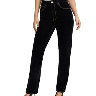 Good American Good Icon Straight Velvet Denim Jeans in Indigo939