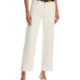 Mother The Rambler High Rise Ankle Wide Straight Jeans in Cream Puff