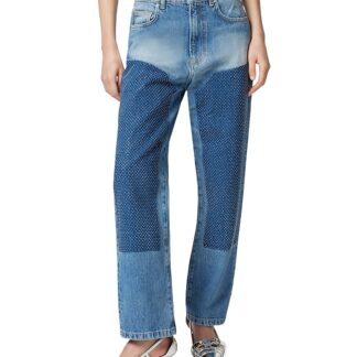 Pinko Rose Straight Leg Jeans in Mid Wash