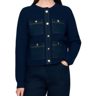 Sandro Denim Trim Cardigan
